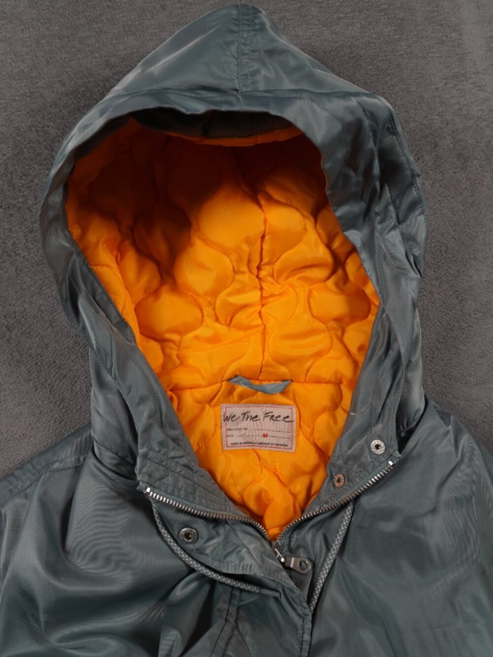 Free People Max Utility Quilted Puffer Vest Medium Hooded Steel Blue/Green - Picture 2 of 16